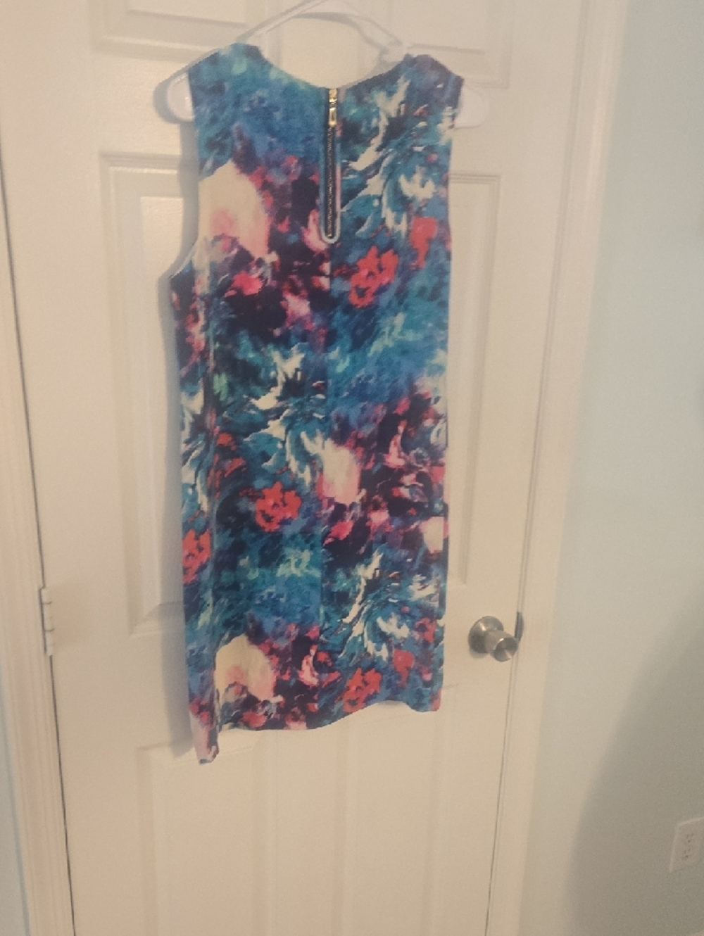 Cynthia Rowley Blue Teal Watercolor Silk Dress - Picture 8 of 8